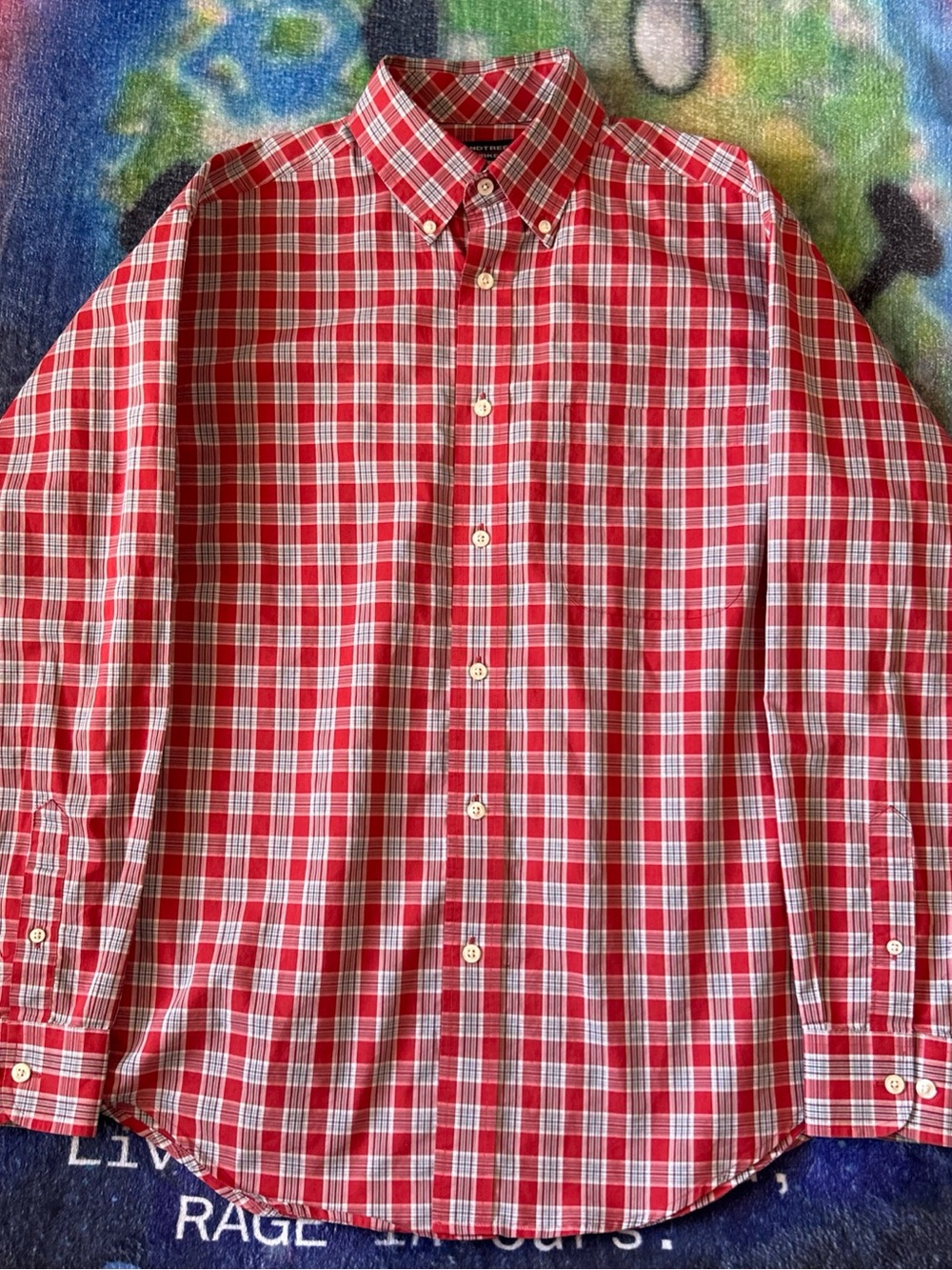 Roundtree & Yorke Red and White Plaid Button-Down Shirt
